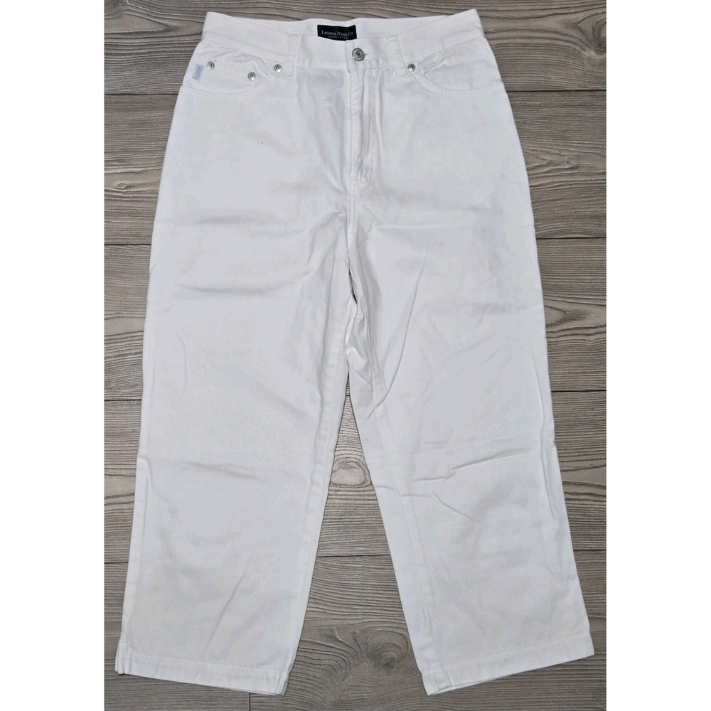 Vtg Lauren Jeans Co. Ralph Lauren‎ Women's Size 6 White Capri Jeans Cotton
